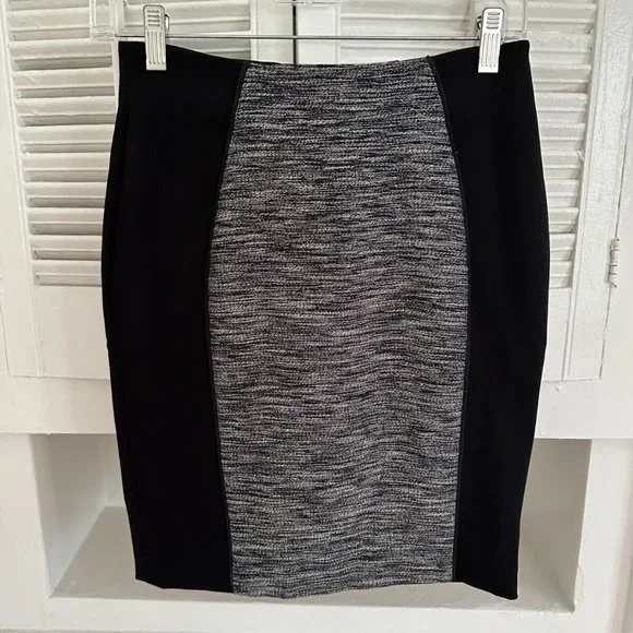 H&M Black & Grey Pencil Skirt -Size 4 - Picture 1 of 3